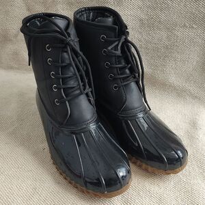 Charles Albert Women's Size 8M Black Vegan Leather Lace Up Boots Booties